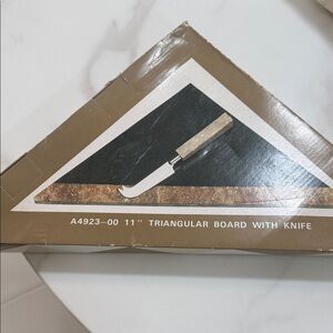 Elegant Brown Triangular Cheese Board with Knife